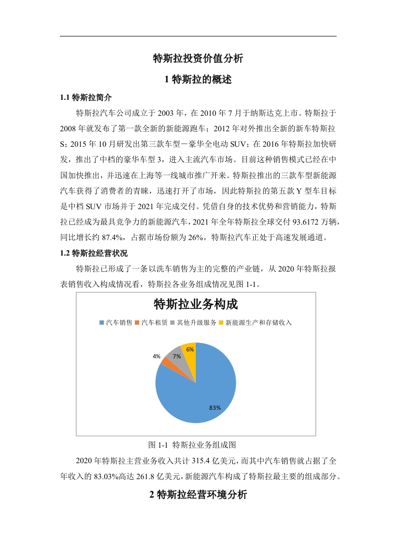 特斯拉投资价值分析-知知文库
