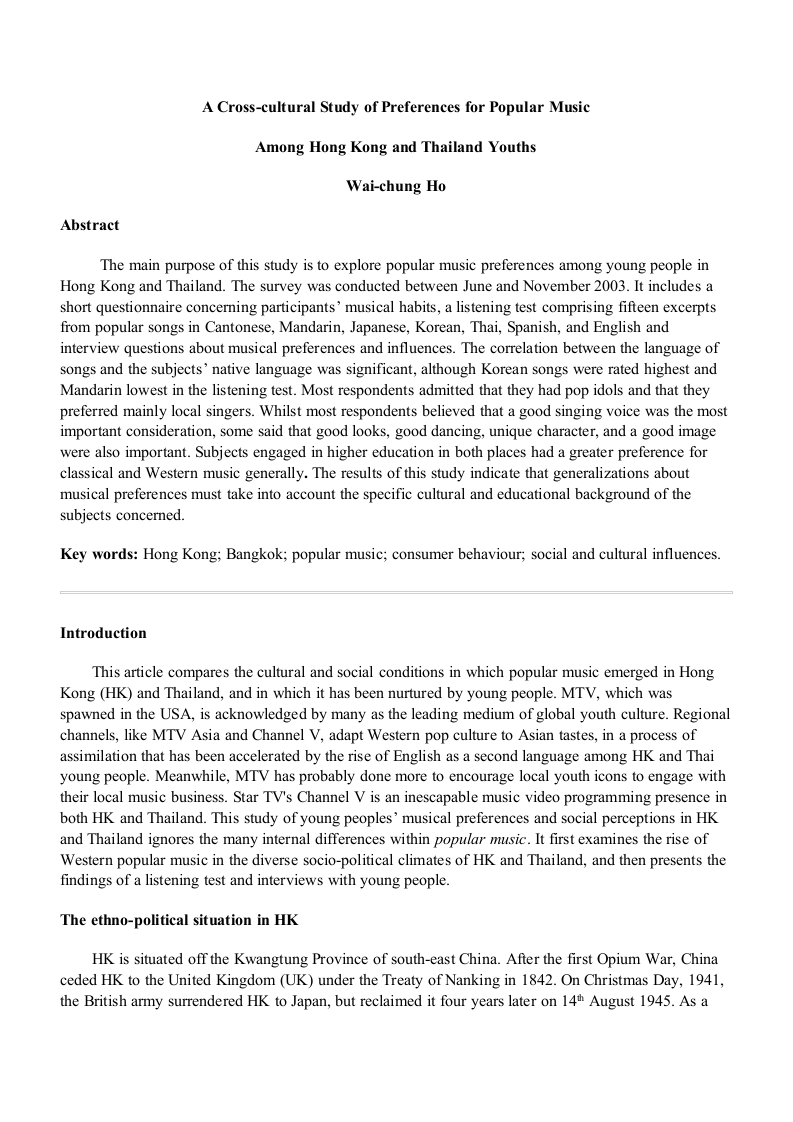 ACross-culturalStudyofPreferencesforPopularMusic