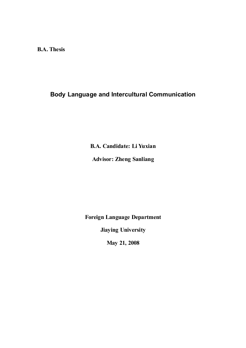 BodyLanguageandInterculturalCommunication