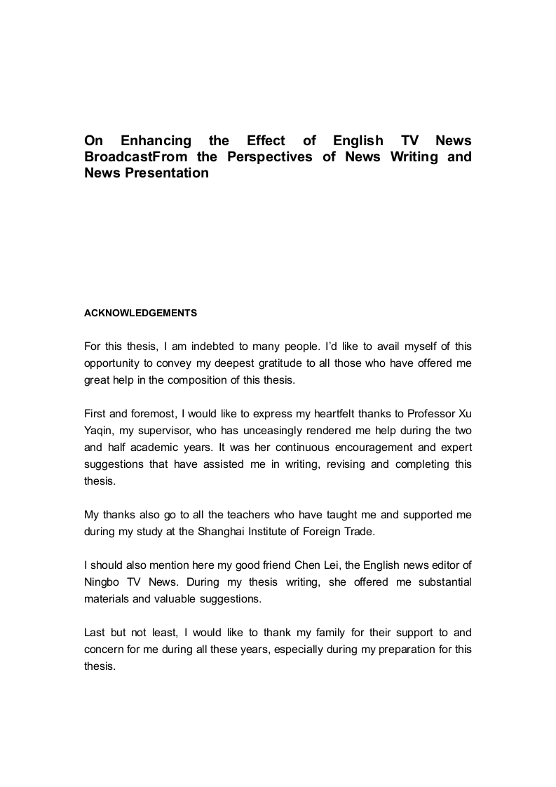 OnEnhancingtheEffectofEnglishTVNewsBroadcastFromthePerspectivesofNewsWritingandNewsPresentation