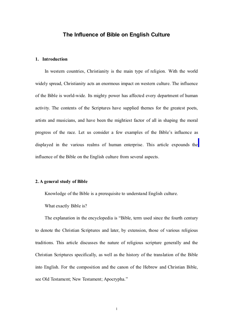 TheInfluenceofBibleonEnglishCulture