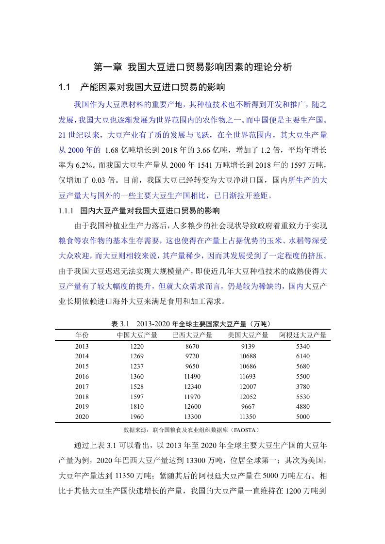 我国大豆进口贸易影响因素的理论分析
