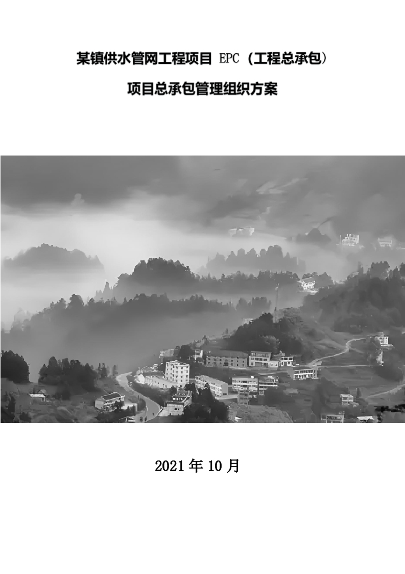 某镇供水管网工程项目EPC工程总承包)项目总承包管理组织方案