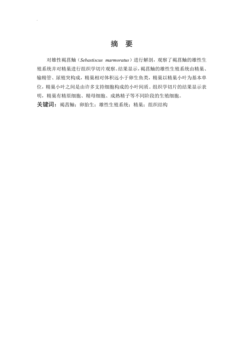 褐菖鮋雄性生殖系统的组织学观察